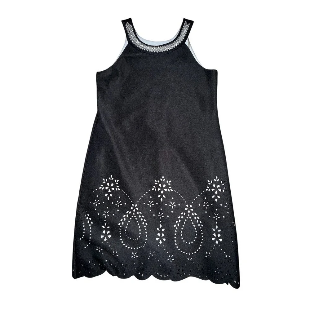 Speechless Dress Girls Size 12 Black A-Line Knee Beaded‎ Laser Cut Hem party